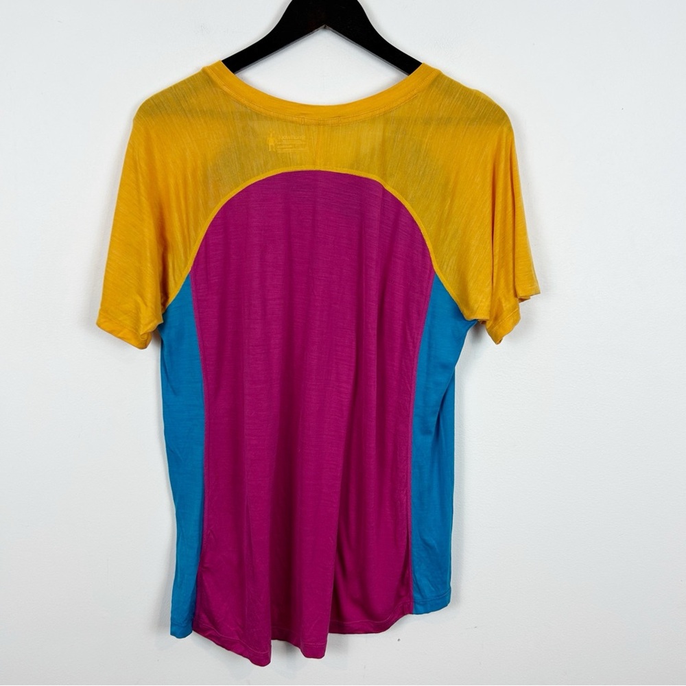 Smartwool Merino Sport 120 Short Sleeve Top Women's Size Large Blue/Pink/Yellow - Picture 8 of 8